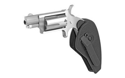 NORTH AMERICAN ARMS 22MSHG MINI-REVOLVER  COMPACT FRAME 22 WMR 5 SHOT 1.13" STAINLESS STEEL BARREL, FRAME & CYLINDER, BLACK SYNTHETIC HOLSTER GRIP, EXPOSED HAMMER
