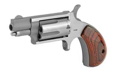 NORTH AMERICAN ARMS 22MS MINI-REVOLVER *CA COMPLIANT 22 WMR 5 SHOT 1.13" STAINLESS STEEL BARREL, FRAME & CYLINDER, ROSEWOOD BIRDSHEAD GRIP EXPOSED HAMMER