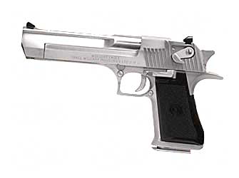 MAGNUM RESEARCH DE50BC DESERT EAGLE MARK XIX 50 AE CALIBER WITH 6" PICATINNY RAIL BARREL, 7+1 CAPACITY, OVERALL BRUSHED CHROME FINISH CARBON STEEL, BEAVERTAIL FRAME, SERRATED SLIDE & BLACK RUBBER GRIP