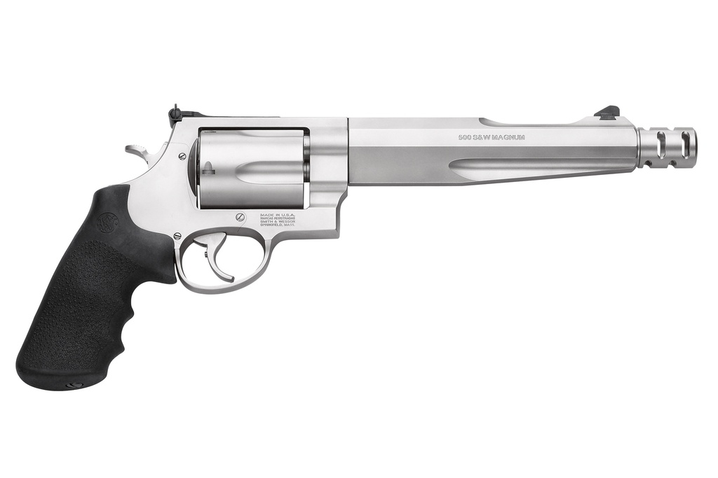 SMITH & WESSON 170299 MODEL 500 PERFORMANCE CENTER  500 S&W MAG STAINLESS STEEL 7.50" BARREL WITH MUZZLE BRAKE & 5RD   CYLINDER, MATTE STAINLESS STEEL X-FRAME, CHROMED HAMMER & TRIGGER WITH STOP