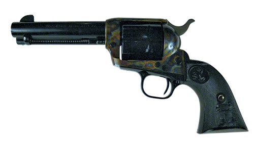 COLT MFG P1840 SINGLE ACTION ARMY PEACEMAKER 45 COLT (LC) 6 SHOT 4.75" BLUED BARREL & CYLINDER, COLOR CASE HARDENED FRAME, BLACK POLYMER GRIP
