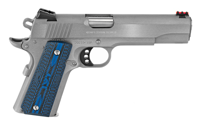 COLT MFG O1070CCS COMPETITION GOVERNMENT 45 ACP 8+1 5" STAINLESS NATIONAL MATCH BARREL, SERRATED SLIDE & FRAME W/BEAVERTAIL, CHECKERED BLUE G10 GRIP, AMBIDEXTROUS