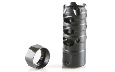 PATRIOT ORDNANCE FACTORY 00308 TRIPLE PORT MUZZLE BRAKE BLACK NITRIDE 1/2"X28 THREADS, 223 REM 5.56X45MM NATO