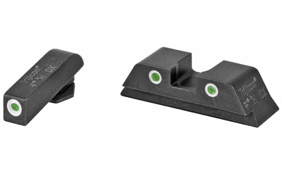 TRIJICON 600210 BRIGHT & TOUGH NIGHT SIGHTS  GREEN/TRITIUM WHITE OUTLINE FRONT SIGHT-GREEN/TRITIUM WHITE OUTLINE REAR SIGHT GLOCK 17/17L/19 STANDARD FRAME