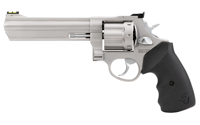 TAURUS 2-608069 608  LARGE 357 MAG/38 SPECIAL +P 8 SHOT 6.50" MATTE STAINLESS STEEL PORTED BARREL, CYLINDER & FRAME, BLACK FINGER GROOVED RUBBER GRIP, TRANSFER BAR SAFETY, EXPOSED HAMMER