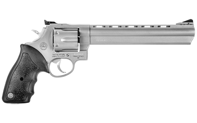 TAURUS 2-440089 44  LARGE 44 REM MAG 6 SHOT 8.37" MATTE STAINLESS PORTED BARREL, CYLINDER & FRAME, BLACK FINGER GROOVED RUBBER GRIP, TRANSFER BAR SAFETY, EXPOSED HAMMER