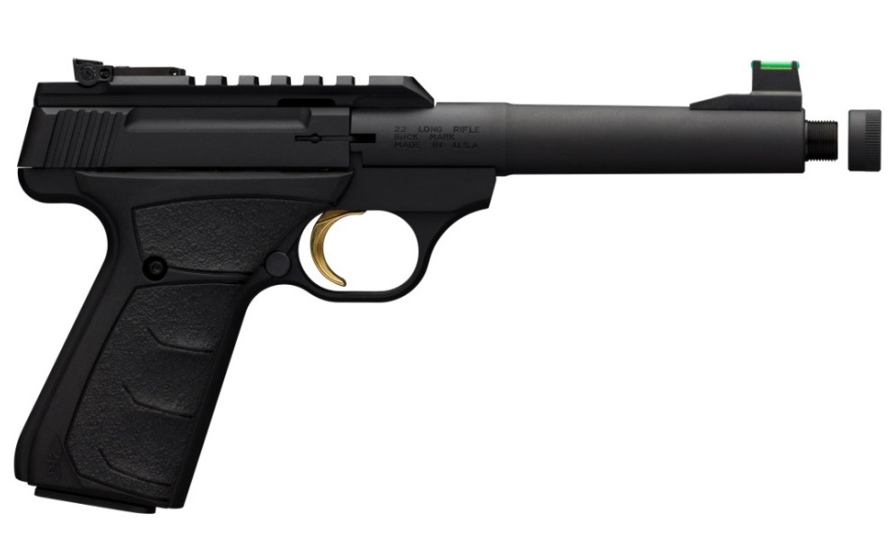 BROWNING 051534490 BUCK MARK PLUS CAMPER SR 22 LR 10+1 6" STEEL THREADED BARREL, MATTE BLACK OPTIC READY/SERRATED STEEL SLIDE & ALUMINUM FRAME, BLACK ULTRAGRIP FX GRIPS