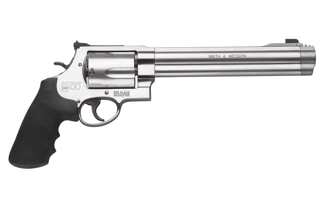 SMITH & WESSON 163500 MODEL 500  500 S&W MAG STAINLESS STEEL 8.38" BARREL & 5RD CYLINDER, SATIN  STAINLESS STEEL X-FRAME, FIXED COMPENSATOR, INTERNAL LOCK