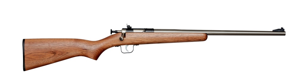CRICKETT KSA3238 YOUTH  22 LR 1RD 16.12" STAINLESS STEEL BARREL, FIXED FRONT/ADJUSTABLE REAR PEEP SIGHTS, WALNUT STOCK W/11.5" LOP, REBOUNDING FIRING PIN SAFETY