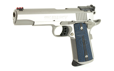 COLT MFG O5070XE GOLD CUP TROPHY 45 ACP 8+1 5" STEEL BARREL,  STAINLESS STEEL SERRATED SLIDE & FRAME W/BEAVERTAIL, COMPETITION BLUE G10 GRIPS, RIGHT HAND