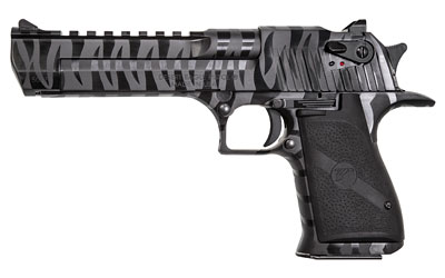 MAGNUM RESEARCH DE50BTS DESERT EAGLE MARK XIX 50 AE 6" 7+1 BLACK CARBON STEEL WITH TIGER STRIPES FRAME & SLIDE BLACK POLYMER GRIP