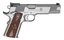 SPRINGFIELD ARMORY PI9134LCA 1911 LOADED TARGET *CA COMPLAINT 9MM LUGER 9+1, 5" STAINLESS MATCH GRADE  BARREL, SERRATED SLIDE & FRAME W/BEAVERTAIL, CROSSED CANNON COCOBOLO GRIP