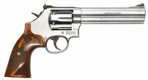SMITH & WESSON 150712 MODEL 686 PLUS DELUXE 357 MAG OR 38 S&W SPL +P STAINLESS STEEL 6" BARREL, 7RD CYLINDER, SATIN STAINLESS STEEL L-FRAME, TEXTURED WOOD GRIP, INTERNAL LOCK