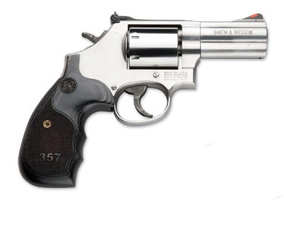 SMITH & WESSON 150853 MODEL 686 PLUS 357 MAG 7RD SHOT 3" SATIN STAINLESS STEEL BARREL, CYLINDER & FRAME, BLACK/SILVER CUSTOM WOOD GRIP