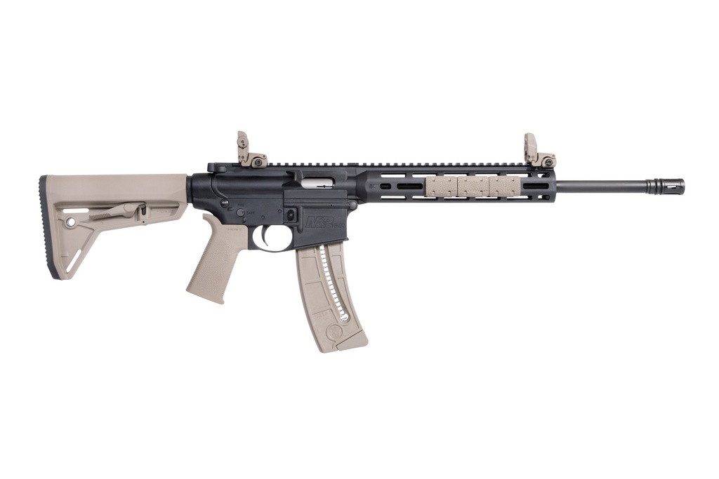 SMITH & WESSON 10210 M&P15-22 SPORT 22 LR CALIBER WITH 25+1 CAPACITY, 16.50" BARREL, MATTE BLACK METAL FINISH & ADJUSTABLE MAGPUL MOE SL FLAT DARK EARTH STOCK RIGHT HAND