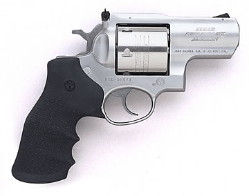RUGER 5301 SUPER REDHAWK ALASKAN LARGE FRAME 454 CASULL 6RD 2.50" SATIN STAINLESS BARREL, FRAME & CYLINDER, HOGUE FINGER GROOVE TAMER MONOGRIP, GRIP TRANSFER BAR SAFETY, EXPOSED HAMMER