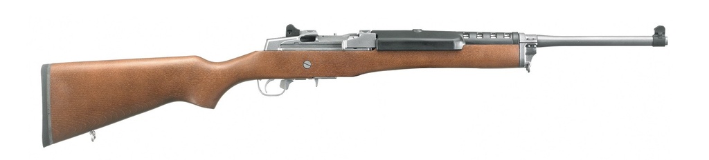 RUGER 5802 MINI-14 RANCH 223 REM/5.56 NATO 5+1 18.50" MATTE STAINLESS STEEL BARREL, MATTE STAINLESS STEEL DRILLED & TAPPED RECEIVER, HARDWOOD FIXED STOCK, RIGHT HAND
