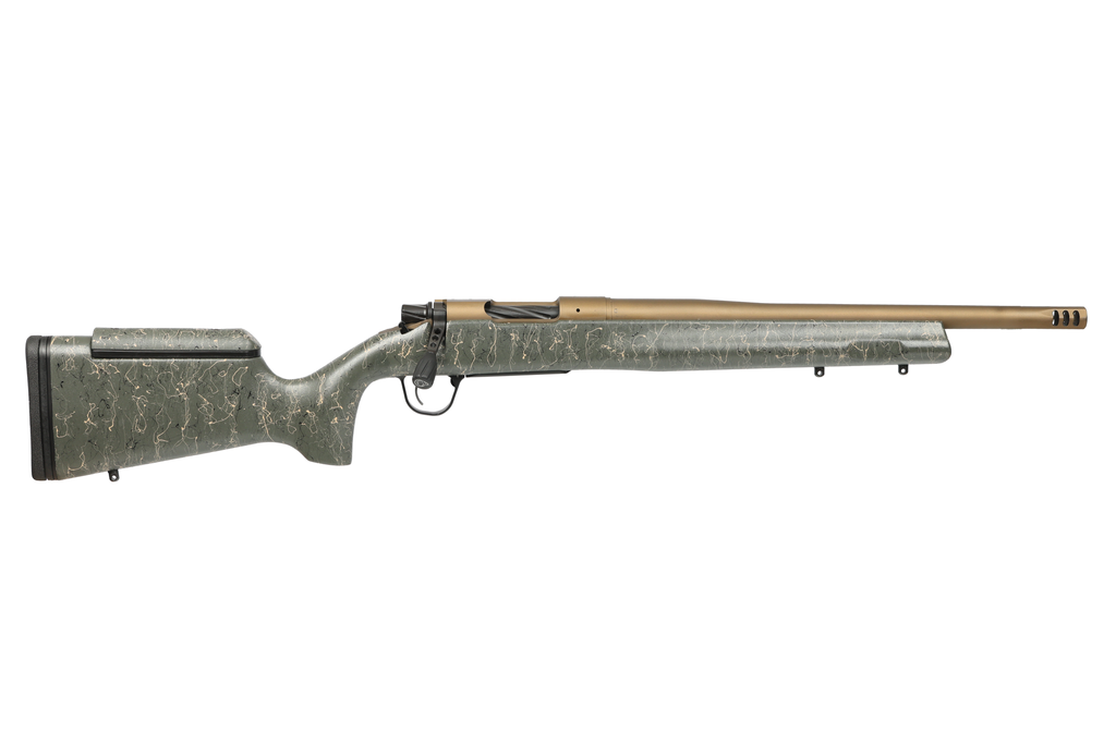 CHRISTENSEN ARMS 8010200701 MESA LONG RANGE 308 WIN 4+1 16.25" BURNT BRONZE CERAKOTE THREADED BARREL & STEEL DRILLED & TAPPED RECEIVER, GREEN W/BLACK/TAN WEBBING ADJ CHEEK RISER POLYMER STOCK