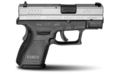 SPRINGFIELD ARMORY XD9822 XD *CA COMPLIANT SUB-COMPACT FRAME 40 S&W 9+1, 3" BLACK MELONITE STEEL BARREL, SERRATED STAINLESS STEEL SLIDE, BLACK POLYMER FRAME W/PICATINNY RAIL