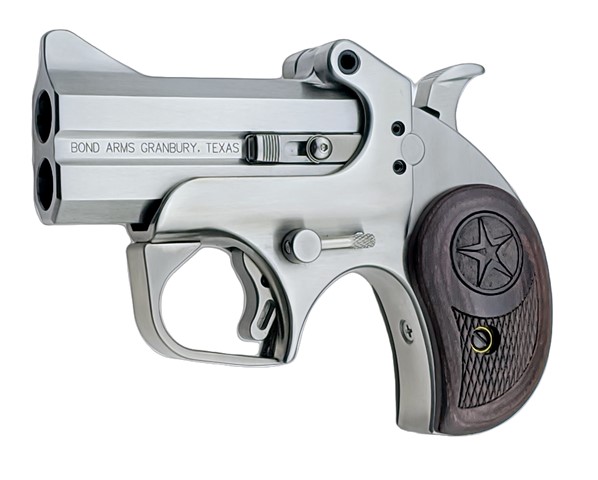 BOND ARMS BATD TEXAS DEFENDER 357 MAG/38 SP 2RD 3" BARREL, STAINLESS METAL FINISH, ROSEWOOD GRIP, BLADE FRONT/FIXED REAR SIGHTS, MANUAL SAFETY