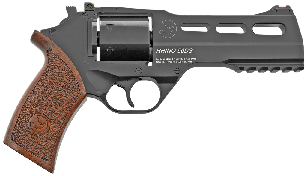 CHIAPPA FIREARMS 340220 RHINO 50DS  SMALL FRAME 357 MAG 6 SHOT, 5" BLACK ANODIZED STEEL VENT RIB BARREL, BLUED STEEL CYLINDER, BLACK ANODIZED ALUMINUM FRAME, WALNUT GRIP, CONCEALED HAMMER