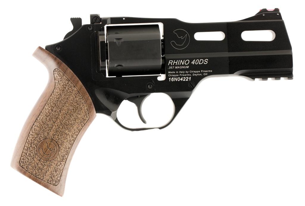 CHIAPPA FIREARMS 340219 RHINO 40DS SMALL FRAME 357 MAG 6 SHOT, 4" BLACK ANODIZED STEEL VENT RIB BARREL, BLUED STEEL CYLINDER, BLACK ANODIZED ALUMINUM FRAME, WALNUT GRIP, CONCEALED HAMMER