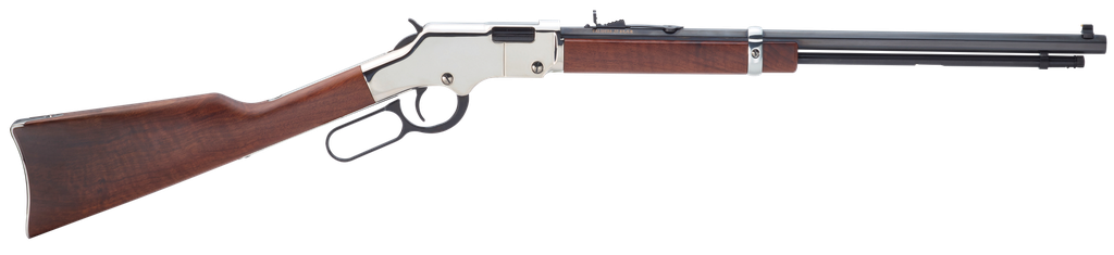 HENRY H004SM GOLDEN BOY SILVER 22 WMR CALIBER WITH 12+1 CAPACITY, 20" BLUED BARREL, NICKEL-PLATED METAL FINISH & AMERICAN WALNUT STOCK RIGHT HAND (FULL SIZE)