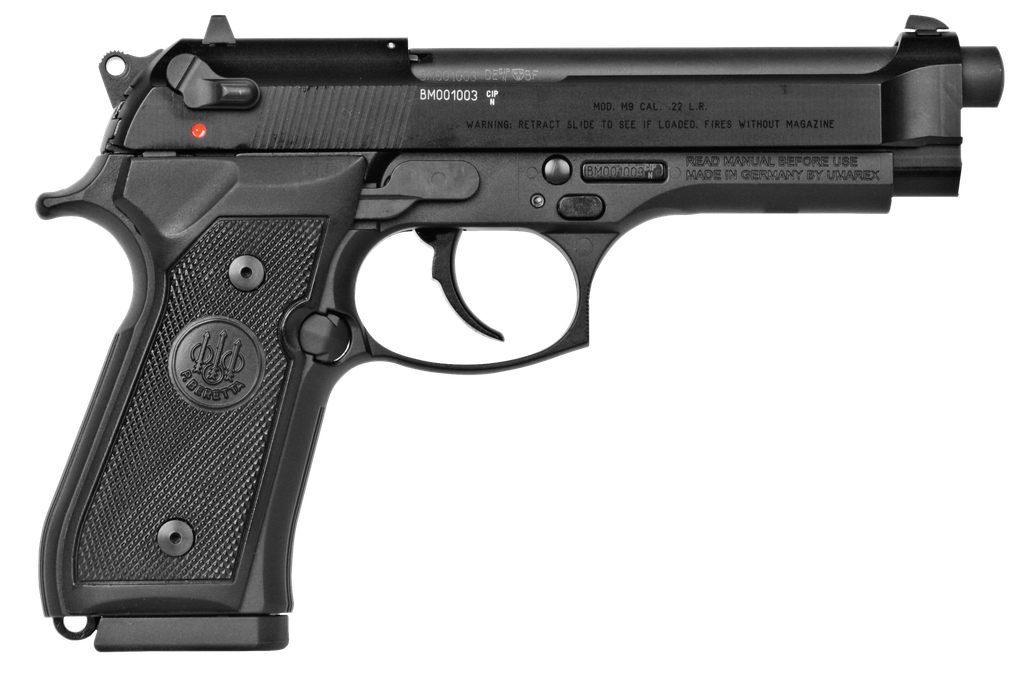 BERETTA USA J90A1M9F19 M9  22 LR 15+1 5.30" BLACK BURNITON  STEEL SLIDE & ALUMINUM WITH BEAVERTAIL FRAME W/CHECKERED BLACK ALUMINUM GRIP