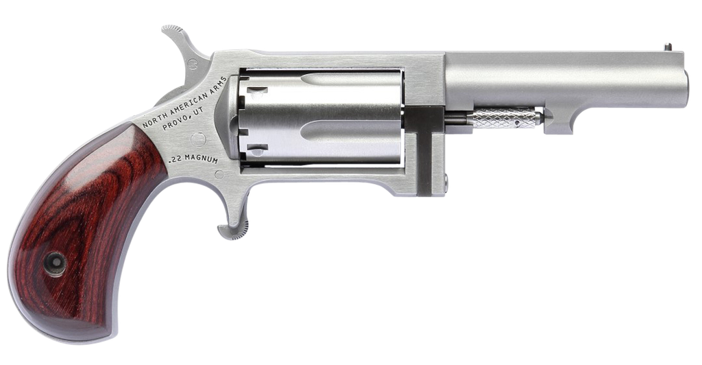 NORTH AMERICAN ARMS SW250 SIDEWINDER  SMALL FRAME 22 WMR 5 SHOT 2.50" STAINLESS STEEL BARREL, FRAME & CYLINDER, ROSEWOOD BIRDSHEAD GRIP EXPOSED HAMMER