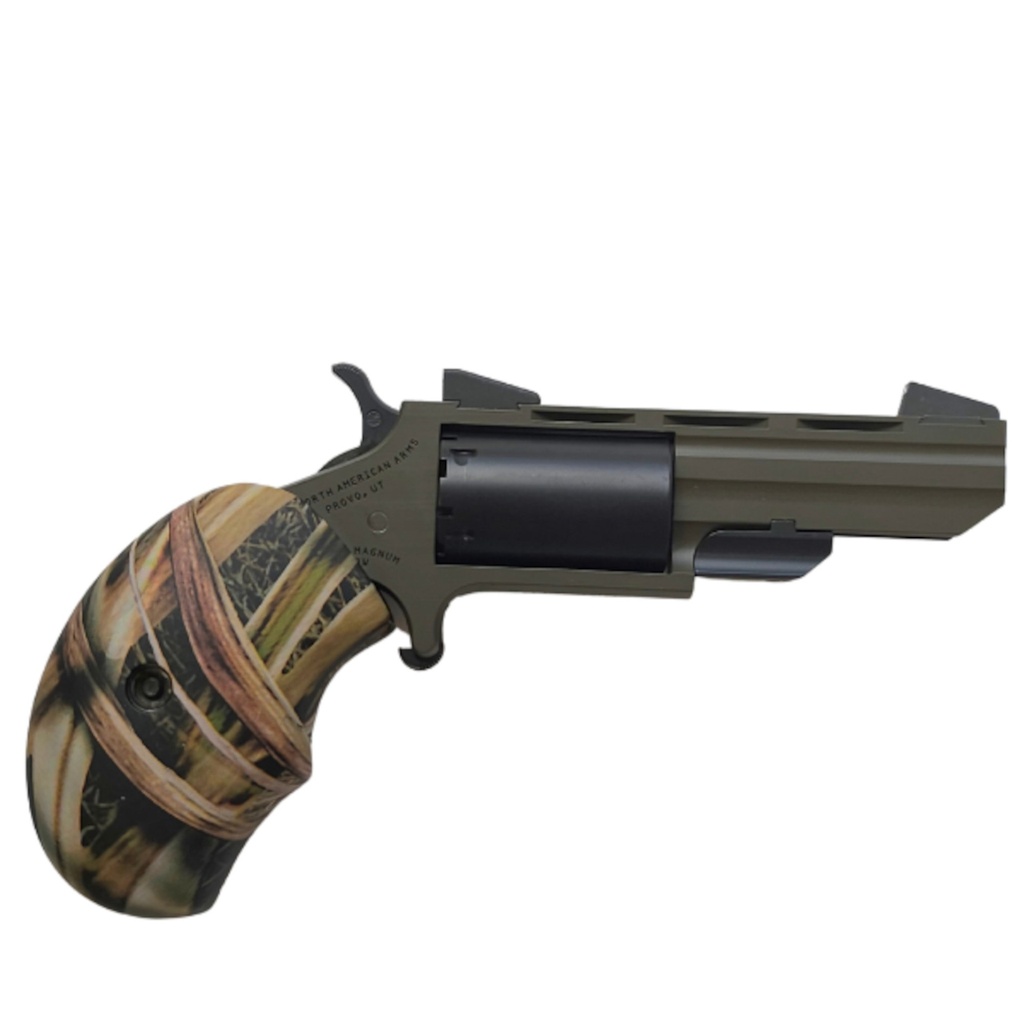 NAA HUNTSMAN MINI-REVOLVR 22WMR 2" FIXED OD GRN WOOD