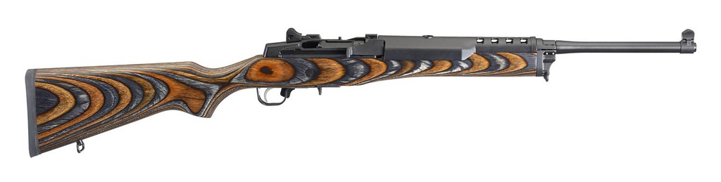 RUGER MINI-14 5.56MM LAMINATED CHEVRON BROWN/BLACK STOCK BLU<