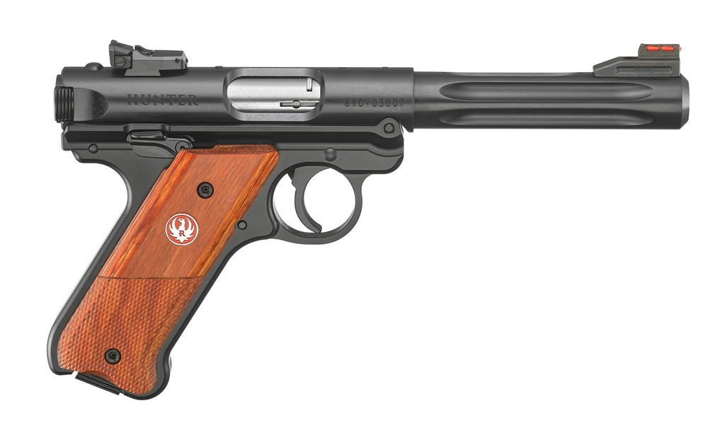 RUGER MARK IV HUNTER 22LR 5.5" BLUE FLUTED ADJ. LAMINATD