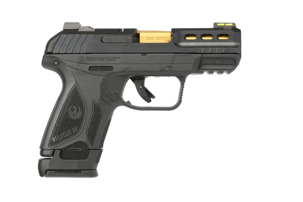 RUGER SECURITY-380 380ACP ADJ 15-SHOT BLK SYN GOLD BBL