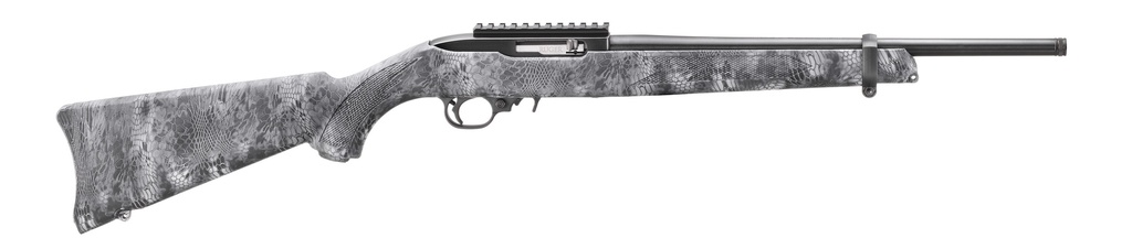 RUGER 31215 10/22  CARBINE 22 LR 10+1 16.12" SATIN BLACK STEEL THREADED BARREL, STEEL RECEIVER W/SCOPE RAIL, FIXED KRYPTEK TYPHON CAMO SYNTHETIC STOCK