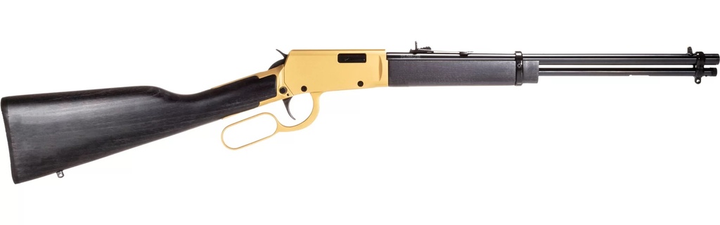 ROSSI RL22181WD-GLD2 RIO BRAVO  22 LR 15+1 18" POLISHED BLACK BARREL, GOLD FINISH REC, BLACK HARDWOOD STOCK