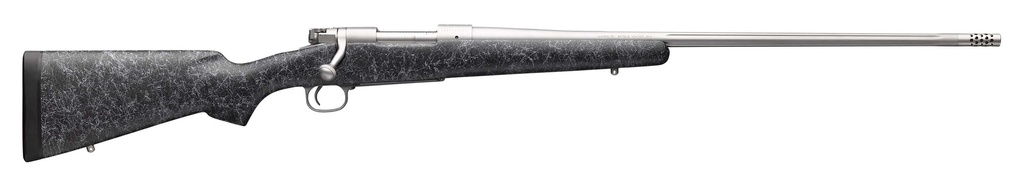 WINCHESTER GUNS 535242299 MODEL 70 EXTREME WEATHER 6.8 WESTERN CALIBER WITH 3+1 CAPACITY, 24" BARREL, MATTE STAINLESS METAL FINISH & GRAY WEBBED BLACK FIXED BELL & CARLSON STOCK RIGHT HAND (FULL SIZE)