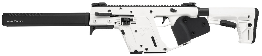 KRISS USA KV90CAP22 VECTOR CRB G2 *CA COMPLIANT 9MM LUGER 10+1 16" BLACK BARREL SHROUD, ALPINE WHITE REC & FIXED STOCK, BLACK CALIFORNIA PADDLE GRIP, FLIP UP SIGHTS