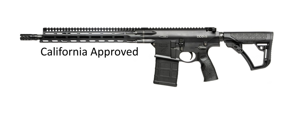 DANIEL DEFENSE 0215707258055 DD5 V3 *CA COMPLIANT 7.62X51MM NATO 16" 10+1 BLACK HARD COAT ANODIZED BLACK PHOSPHATE 6 POSITION W/SOFTTOUCH OVERMOLDING STOCK BLACK POLYMER GRIP