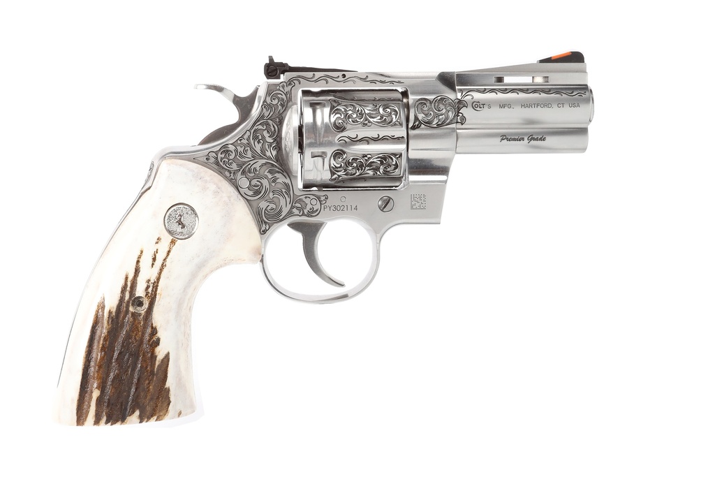 PYTHON 357MAG 3" ENGRAVED/STAG