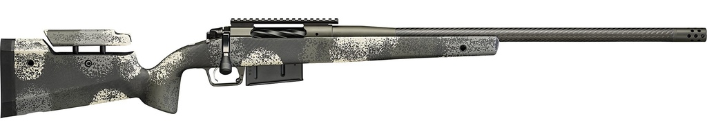 SPRINGFIELD ARMORY BAW9247CFGA MODEL 2020 WAYPOINT 7MM REM 3+1 24" MIL-SPEC GREEN CERAKOTE CARBON FIBER STEEL BARREL & PICATINNY RAIL STAINLESS STEEL RECEIVER, EVERGREEN CAMO FIXED CARBON FIBER STOCK