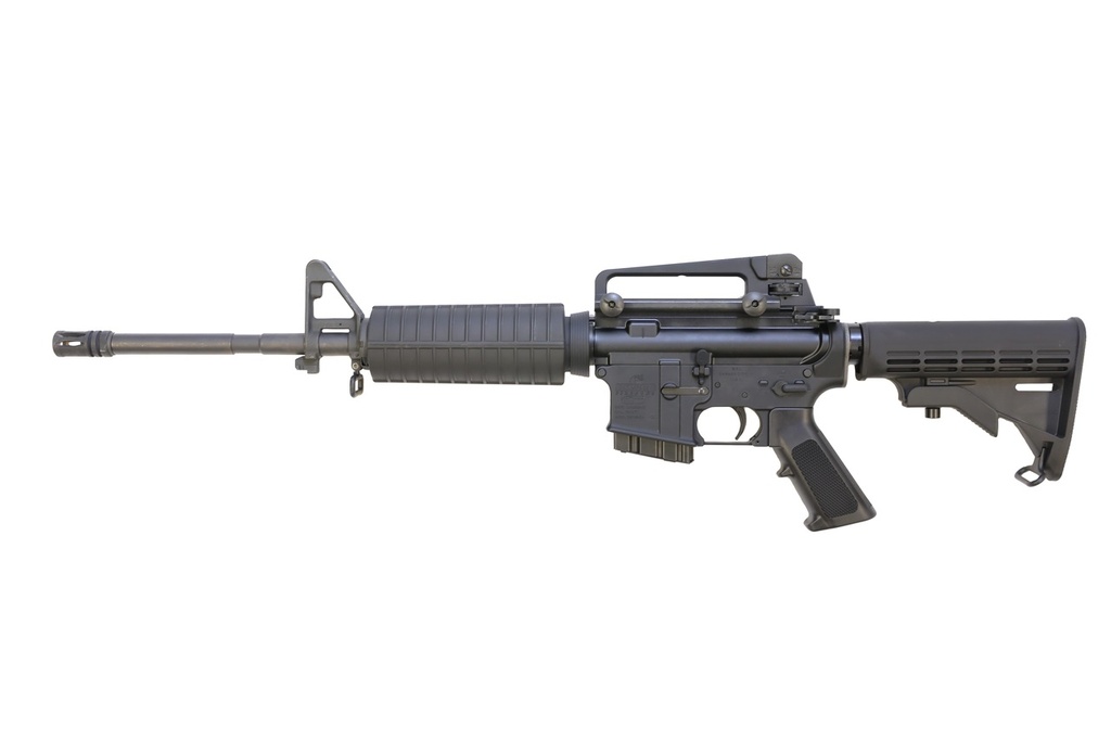 BUSHMASTER 0010004CA M4 PATROLMAN'S  5.56X45MM NATO CALIBER WITH 16" BARREL, 10+1 CAPACITY, BLACK METAL FINISH, BLACK 6 POSITION COLLAPSIBLE STOCK & BLACK POLYMER GRIP RIGHT HAND