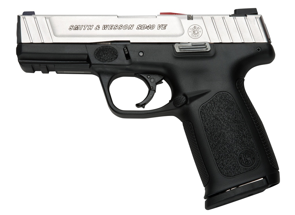 SMITH & WESSON 123403 SD40 VE *CA COMPLIANT COMPACT FRAME 40 S&W 10+1, 4" STAINLESS STEEL BARREL, SATIN SERRATED STAINLESS STEEL SLIDE, BLACK POLYMER FRAME W/PICATINNY RAIL