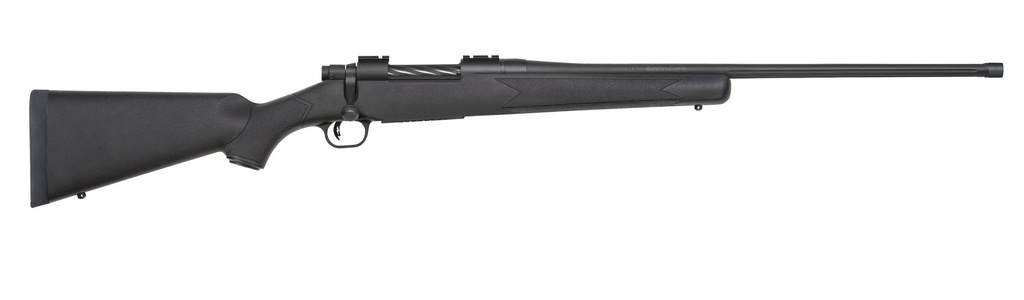 MOSSBERG 28243 PATRIOT  FULL SIZE 6.5 PRC 4+1 24" MATTE BLUED FLUTED THREADED BARREL, DRILLED & TAPPED MATTE BLUED STAINLESS STEEL RECEIVER, BLACK FIXED SYNTHETIC STOCK