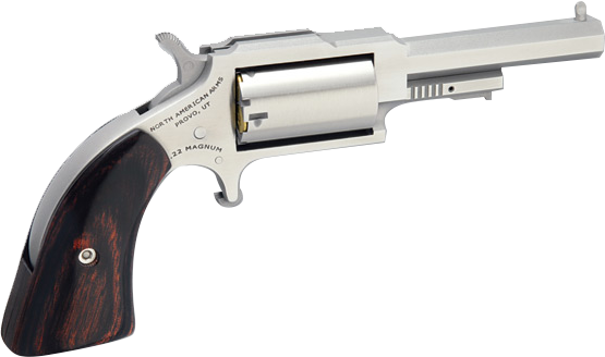 NORTH AMERICAN ARMS 1860250C 1860 SHERIFF 22 LR/22 WMR 5 SHOT 2.50" STAINLESS STEEL BARREL, FRAME & CYLINDER, ROSEWOOD BOOT GRIP, EXPOSED HAMMER