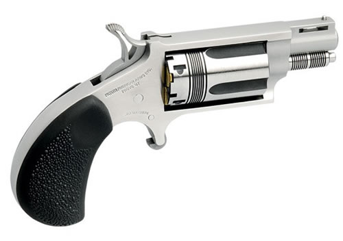 NORTH AMERICAN ARMS 22MSTW WASP SNUB NOSE 22 WMR 5 SHOT 1.13" STAINLESS STEEL VENT RIB BARREL, STAINLESS STEEL FRAME & CYLINDER, BLACK PEBBLED RUBBER GRIP, EXPOSED HAMMER