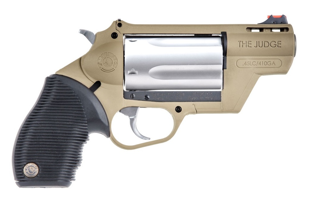 TAURUS 2-441029FDE JUDGE PUBLIC DEFENDER 45 COLT (LC)/410 GAUGE 5RD 2.50" FLAT DARK EARTH BARREL & FRAME MATTE STAINLESS CYLINDER BLACK RIBBER GRIP