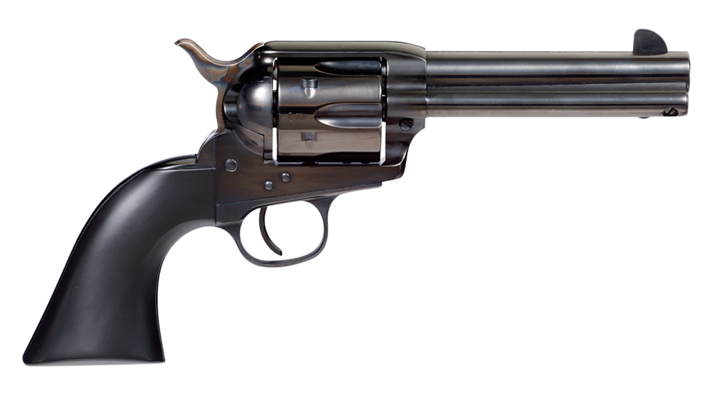 TAYLORS & COMPANY 555161 DEVIL ANSE  45 COLT (LC) CALIBER WITH 4.75" BLUED FINISH BARREL, 6RD CAPACITY BLUED FINISH CYLINDER, COLOR CASE HARDENED FINISH STEEL FRAME & MATTE BLACK WOOD GRIP