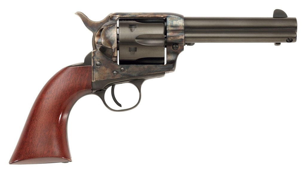 TAYLORS & COMPANY 555148DE 1873 CATTLEMAN GUNFIGHTER 357 MAG 6RD 4.75" BLUED CYLINDER & BARREL COLOR CASE HARDENED STEEL FRAME WALNUT ARMY SIZE GRIP (TAYLOR TUNED)