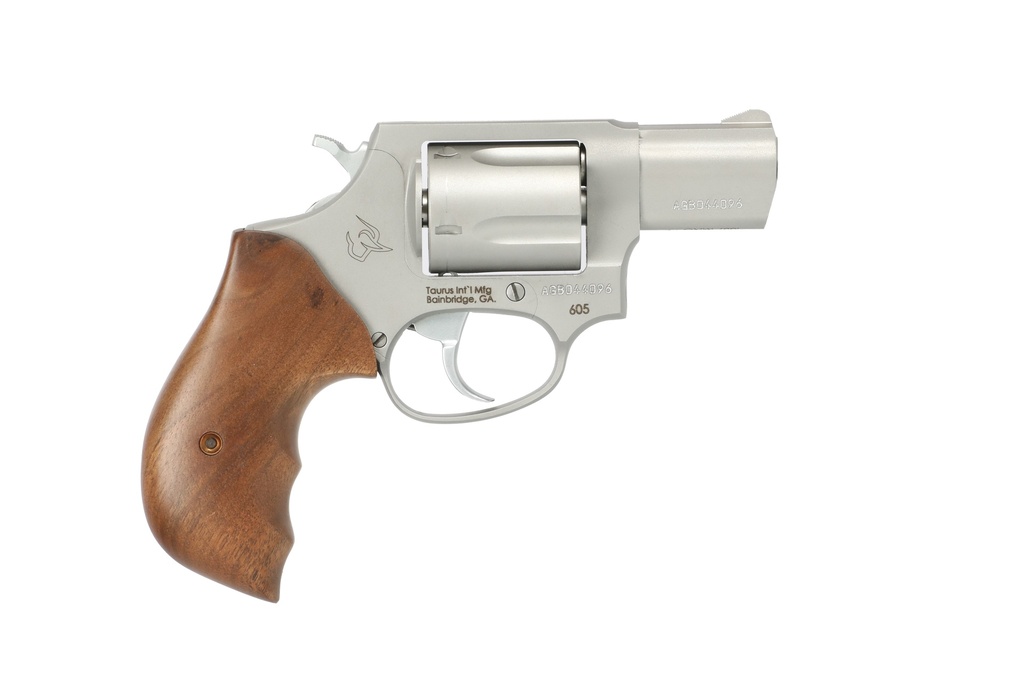 TAURUS 2-605029TW 605  SMALL FRAME 357 MAG/38 SPECIAL +P 5 SHOT 2" MATTE STAINLESS STEEL BARREL, CYLINDER & FRAME, WALNUT GRIPS, TRANSFER BAR SAFETY