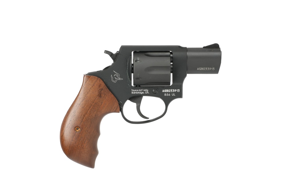 TAURUS 2-85621ULTW 856 ULTRA-LITE SMALL FRAME 38 SPECIAL +P 6 SHOT 2" MATTE BLACK CARBON STEEL BARREL & CYLINDER, MATTE BLACK ANODIZED ALUMINUM FRAME, WALNUT GRIP